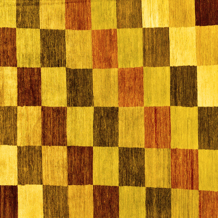 Square Checkered Yellow Modern Rug, abs133yw