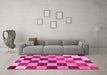 Machine Washable Checkered Pink Modern Rug in a Living Room, wshabs133pnk