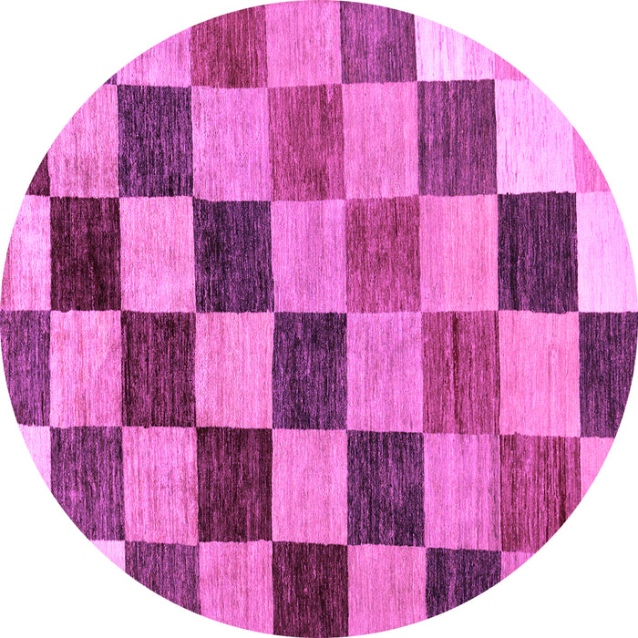 Round Machine Washable Checkered Purple Modern Area Rugs, wshabs133pur
