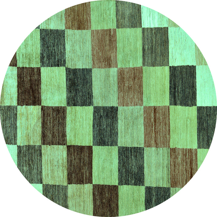 Round Checkered Turquoise Modern Rug, abs133turq