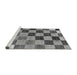 Sideview of Machine Washable Checkered Gray Modern Rug, wshabs133gry