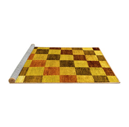 Sideview of Machine Washable Checkered Yellow Modern Rug, wshabs133yw