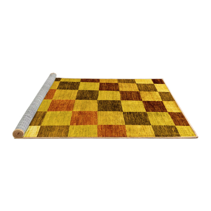 Sideview of Machine Washable Checkered Yellow Modern Rug, wshabs133yw