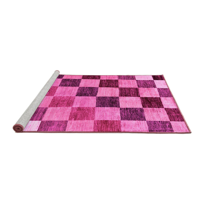 Sideview of Machine Washable Checkered Pink Modern Rug, wshabs133pnk