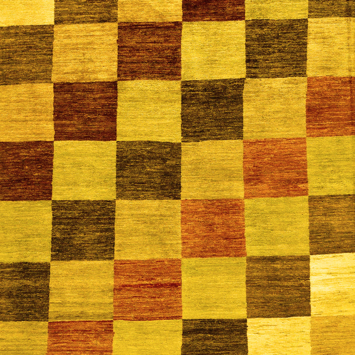 Machine Washable Checkered Yellow Modern Rug, wshabs133yw