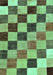 Machine Washable Checkered Turquoise Modern Area Rugs, wshabs133turq