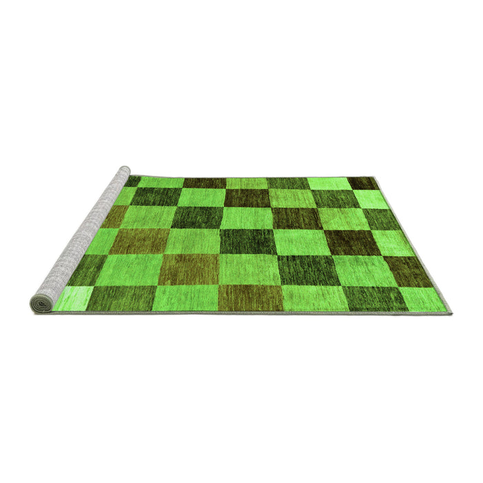 Sideview of Machine Washable Checkered Green Modern Area Rugs, wshabs133grn