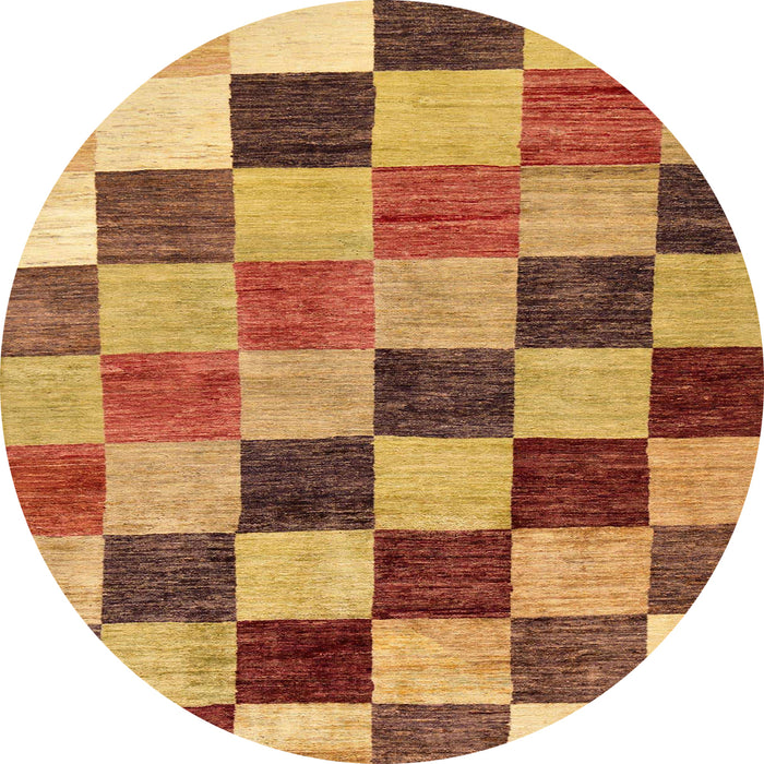 Round Machine Washable Abstract Orange Rug, wshabs133