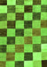 Machine Washable Checkered Green Modern Area Rugs, wshabs133grn