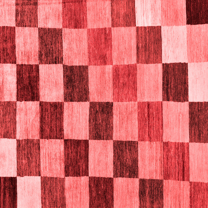 Machine Washable Checkered Red Modern Rug, wshabs133red