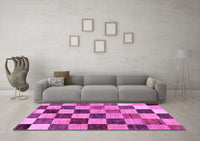 Machine Washable Checkered Purple Modern Rug, wshabs133pur