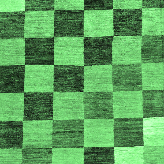 Machine Washable Checkered Emerald Green Modern Area Rugs, wshabs133emgrn