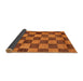 Sideview of Abstract Neon Orange Checkered Rug, abs134