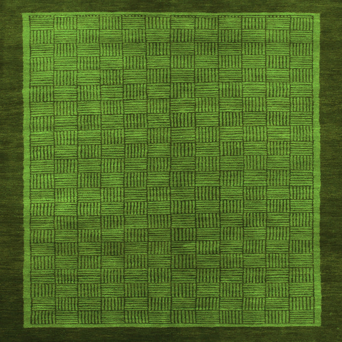 Square Machine Washable Abstract Green Modern Area Rugs, wshabs1340grn