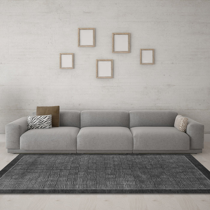 Machine Washable Abstract Gray Modern Rug in a Living Room,, wshabs1340gry