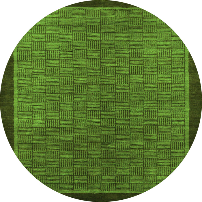 Round Abstract Green Modern Rug, abs1340grn