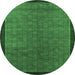 Round Machine Washable Abstract Emerald Green Modern Area Rugs, wshabs1340emgrn