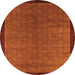 Round Machine Washable Abstract Orange Modern Area Rugs, wshabs1340org