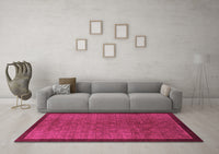 Machine Washable Abstract Pink Modern Rug, wshabs1340pnk