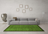 Machine Washable Abstract Green Modern Rug, wshabs1340grn