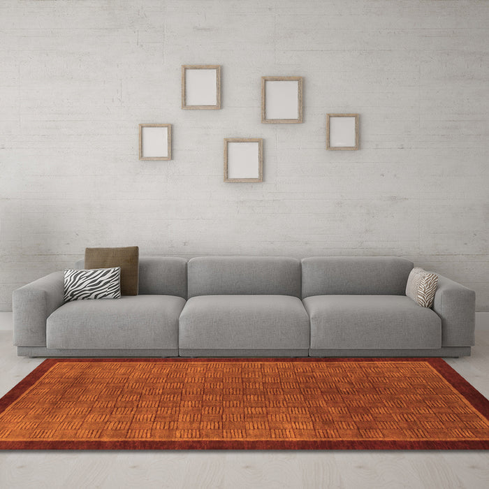 Machine Washable Abstract Orange Modern Area Rugs in a Living Room, wshabs1340org