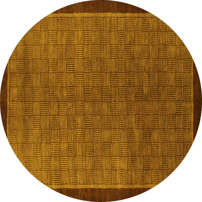 Round Abstract Yellow Modern Rug, abs1340yw