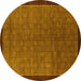 Round Abstract Yellow Modern Rug, abs1340yw