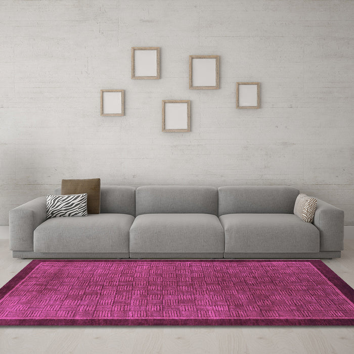 Machine Washable Abstract Purple Modern Area Rugs in a Living Room, wshabs1340pur