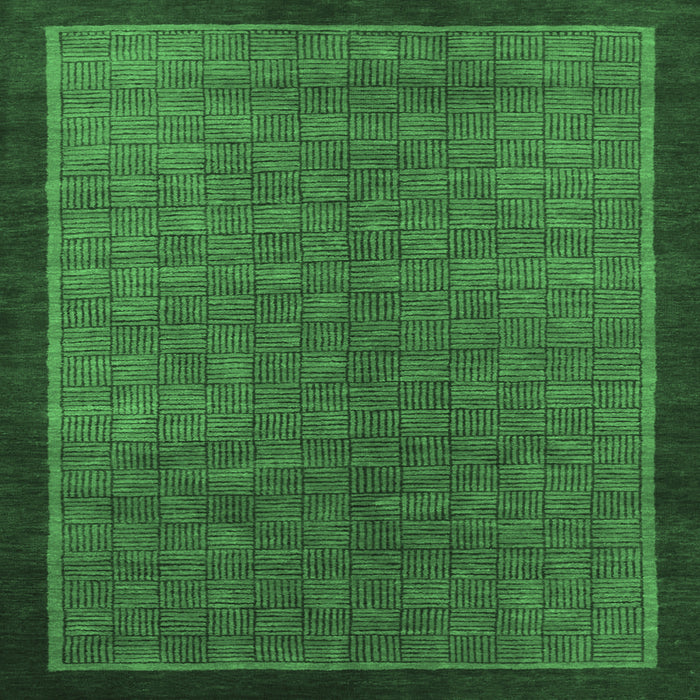 Square Abstract Emerald Green Modern Rug, abs1340emgrn