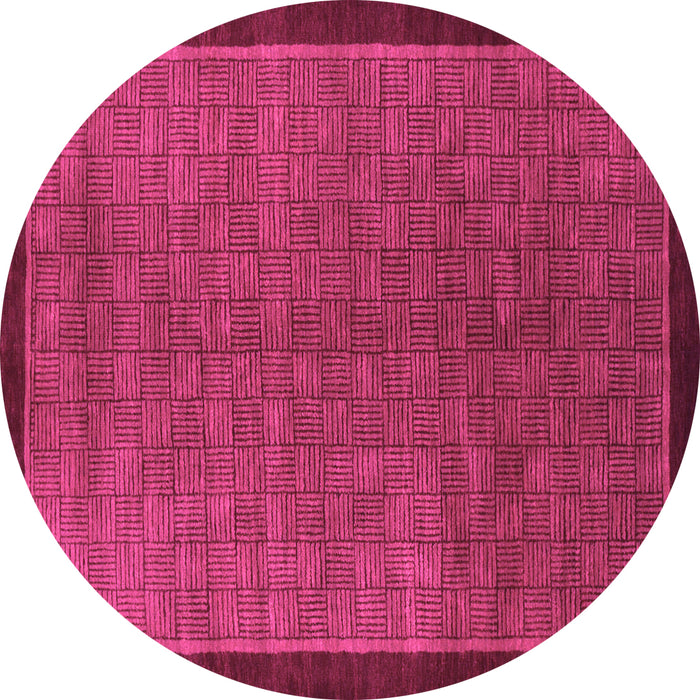 Round Machine Washable Abstract Pink Modern Rug, wshabs1340pnk