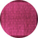 Round Machine Washable Abstract Pink Modern Rug, wshabs1340pnk