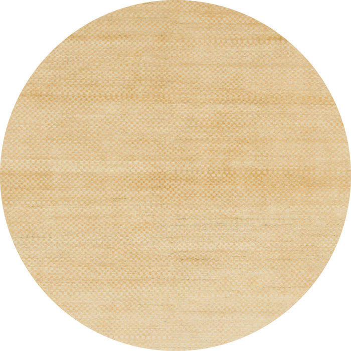 Round Abstract Yellow Solid Rug, abs1341
