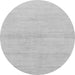 Round Machine Washable Solid Gray Modern Rug, wshabs1341gry