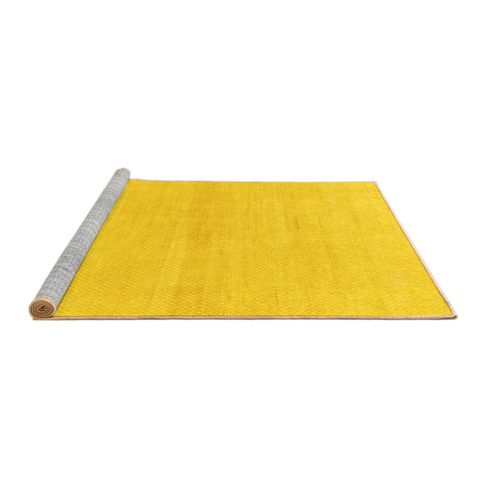 Sideview of Machine Washable Solid Yellow Modern Rug, wshabs1341yw