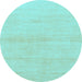 Round Machine Washable Solid Light Blue Modern Rug, wshabs1341lblu