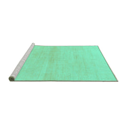 Sideview of Machine Washable Solid Turquoise Modern Area Rugs, wshabs1341turq