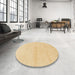 Round Abstract Yellow Solid Rug in a Office, abs1341