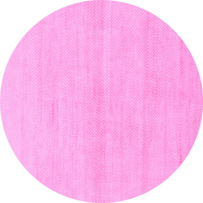 Round Machine Washable Solid Pink Modern Rug, wshabs1341pnk