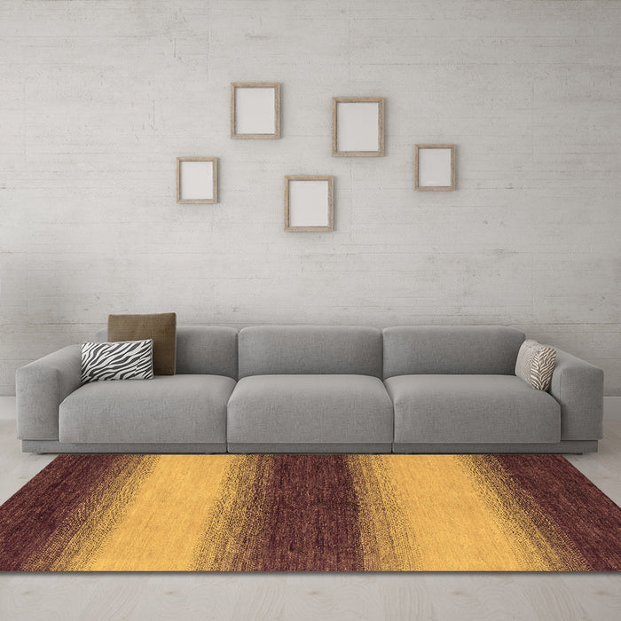Machine Washable Abstract Brown Modern Rug in a Living Room,, wshabs1342brn