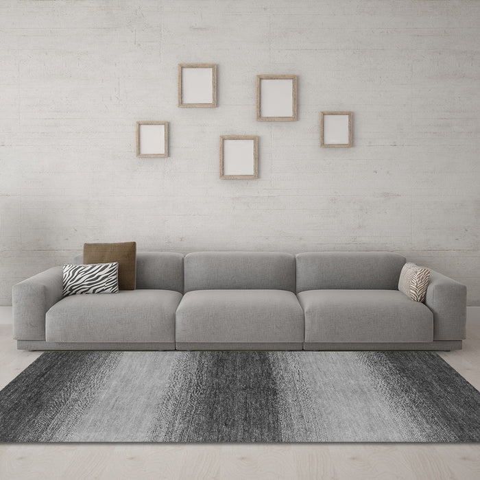 Machine Washable Abstract Gray Modern Rug in a Living Room,, wshabs1342gry