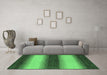 Machine Washable Abstract Emerald Green Modern Area Rugs in a Living Room,, wshabs1342emgrn