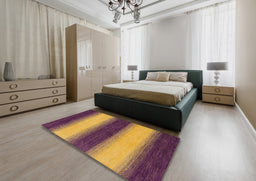 Abstract Yellow Modern Rug in a Bedroom, abs1342