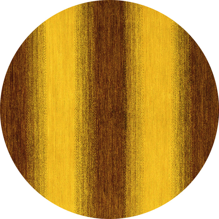 Round Abstract Yellow Modern Rug, abs1342yw