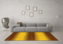 Machine Washable Abstract Yellow Modern Rug in a Living Room, wshabs1342yw