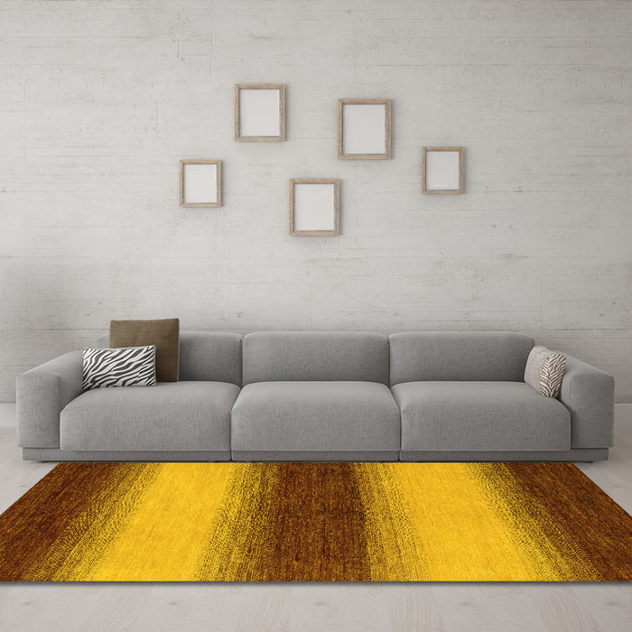 Machine Washable Abstract Yellow Modern Rug in a Living Room, wshabs1342yw