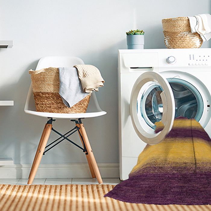 Machine Washable Abstract Yellow Rug in a Washing Machine, wshabs1342