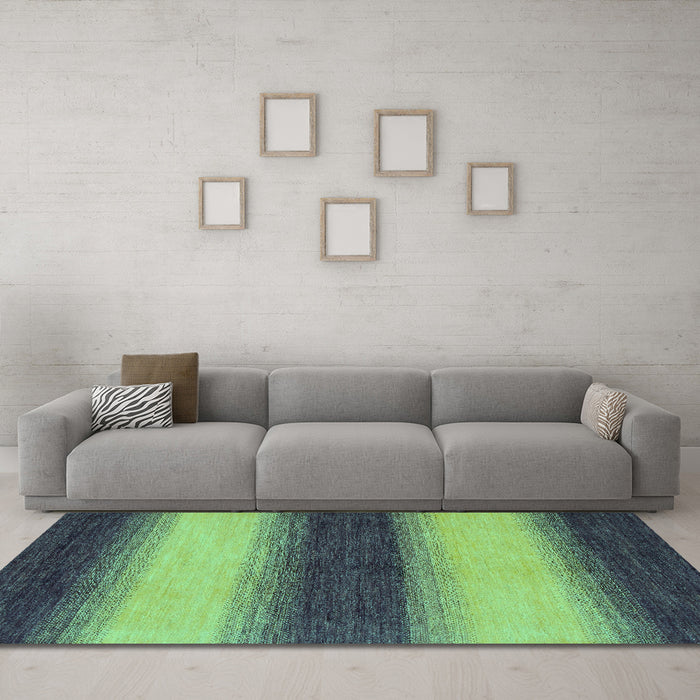 Machine Washable Abstract Turquoise Modern Area Rugs in a Living Room,, wshabs1342turq