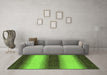 Machine Washable Abstract Green Modern Area Rugs in a Living Room,, wshabs1342grn