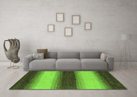 Machine Washable Abstract Green Modern Rug, wshabs1342grn