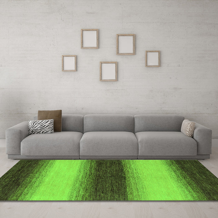 Machine Washable Abstract Green Modern Area Rugs in a Living Room,, wshabs1342grn